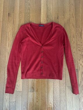 Brandy Melville Red Button-Front V-Neck Cardigan